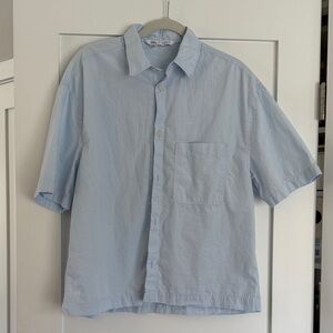 Zara Cropped Short Sleeve Button-Up Shirt